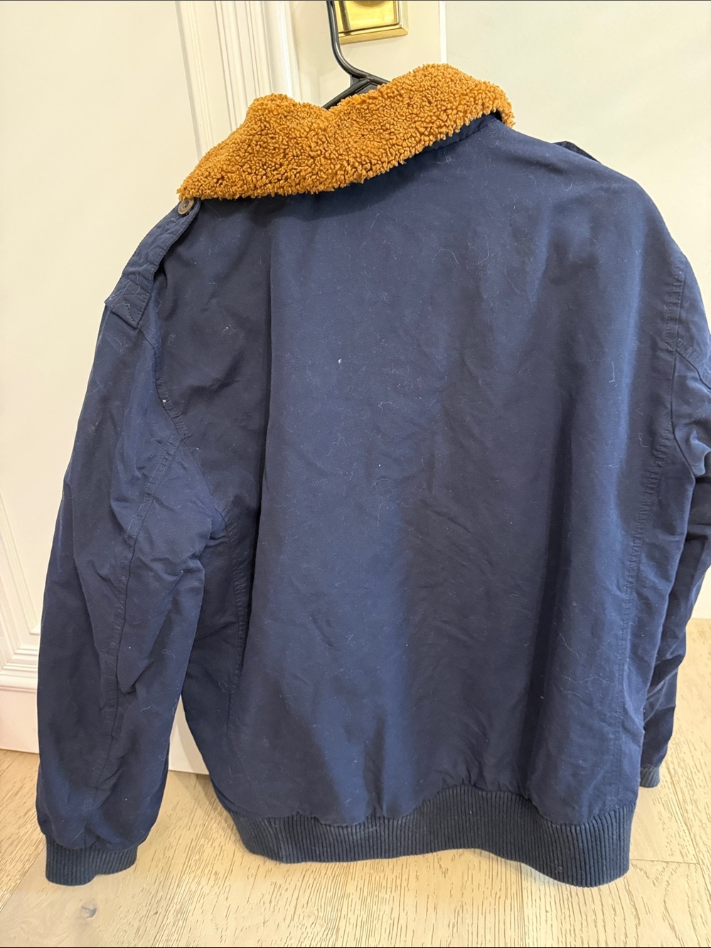 Orvis Navy Bomber Jacket with Tan Sherpa Collar - Picture 2 of 2